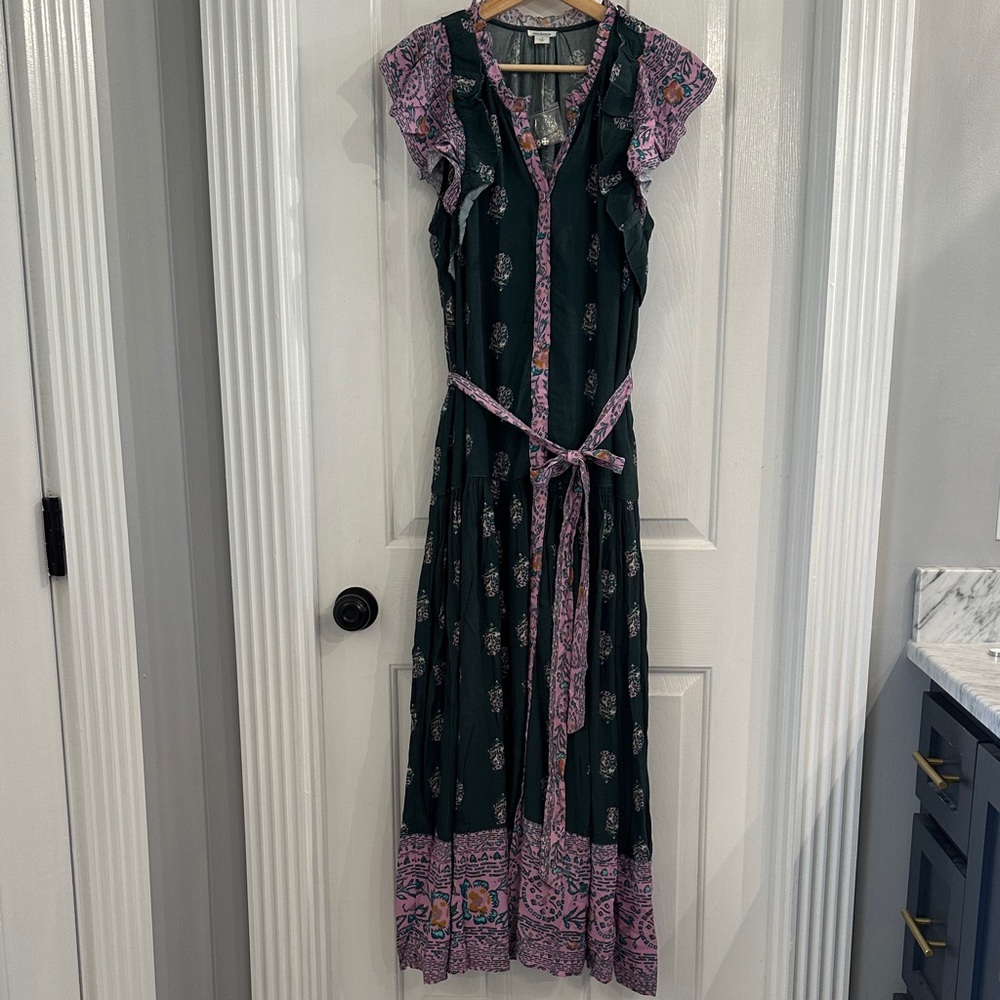 Sundance Dark Green and Lavender Bohemian Maxi Dress